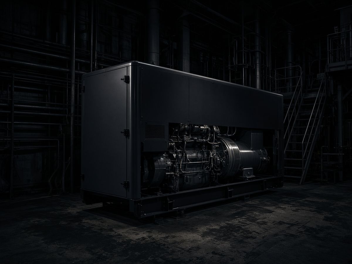 Generator set nga naay enclosure sa ngitngit nga planta